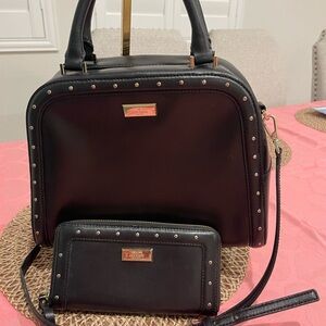 Kate Spade Black Studded Satchel and Wallet